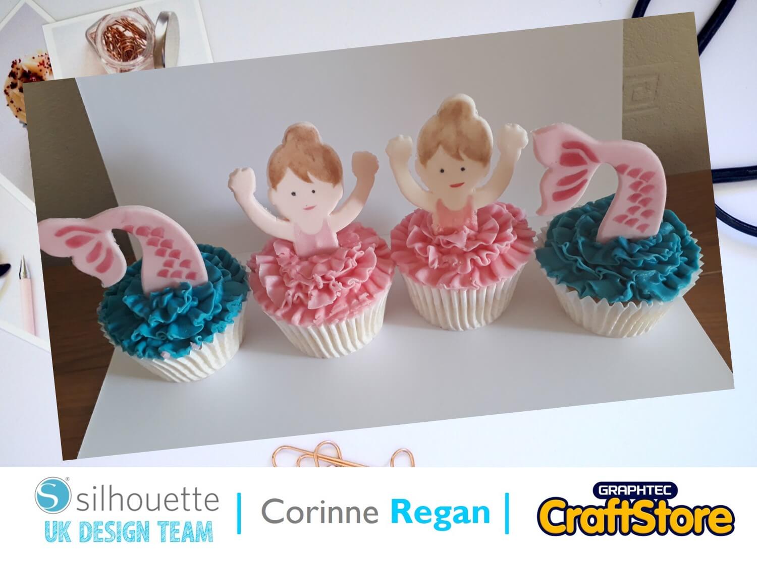 silhouette uk blog - corinne regan - mermaid cupcake toppers - main