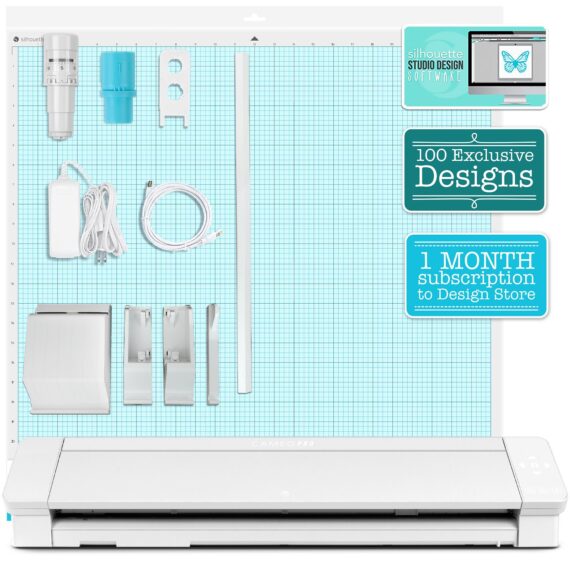 Silhouette Cameo 4 Desktop Cutting Machine (White) with Accessory Bundle 